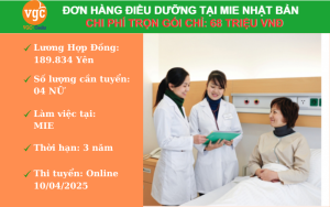 Đơn hàng điều dưỡng tuyển hộ lý làm việc tại Mie Nhật Bản