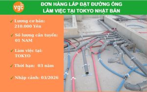 Đơn hàng lắp đặt đường ống làm việc tại Tokyo Nhật Bản