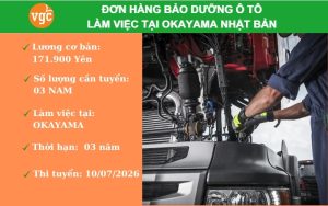 Đơn hàng bảo dưỡng ô tô làm việc tại Okayama Nhật Bản