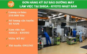 Đơn hàng kỹ sư bảo dưỡng vận hành máy làm việc tại Shiga, Kyoto Nhật Bản