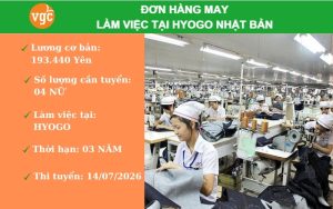 Đơn hàng may mặc làm việc tại tỉnh Hyogo Nhật Bản lương cao
