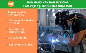 Tuyển 01 Nam đơn hàng hàn bán tự động làm việc tại Hiroshima nhật Bản