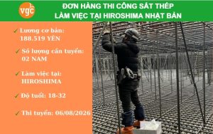 Tuyển 02 Nam đơn hàng thi công sắt thép tại Hiroshima Nhật Bản